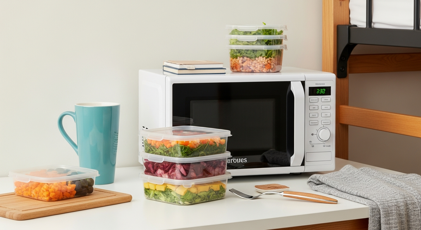 healthy microwave meal prep containers in dorm