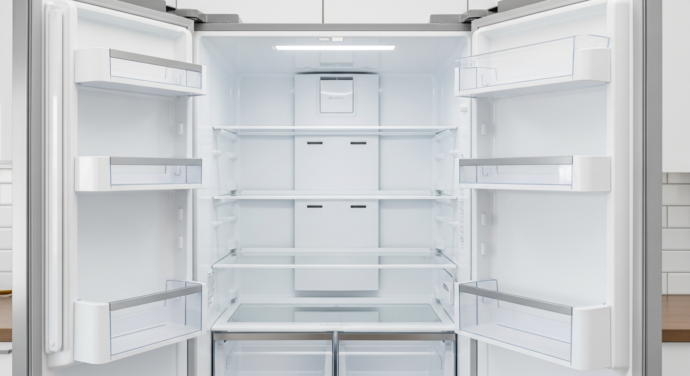 empty open refrigerator