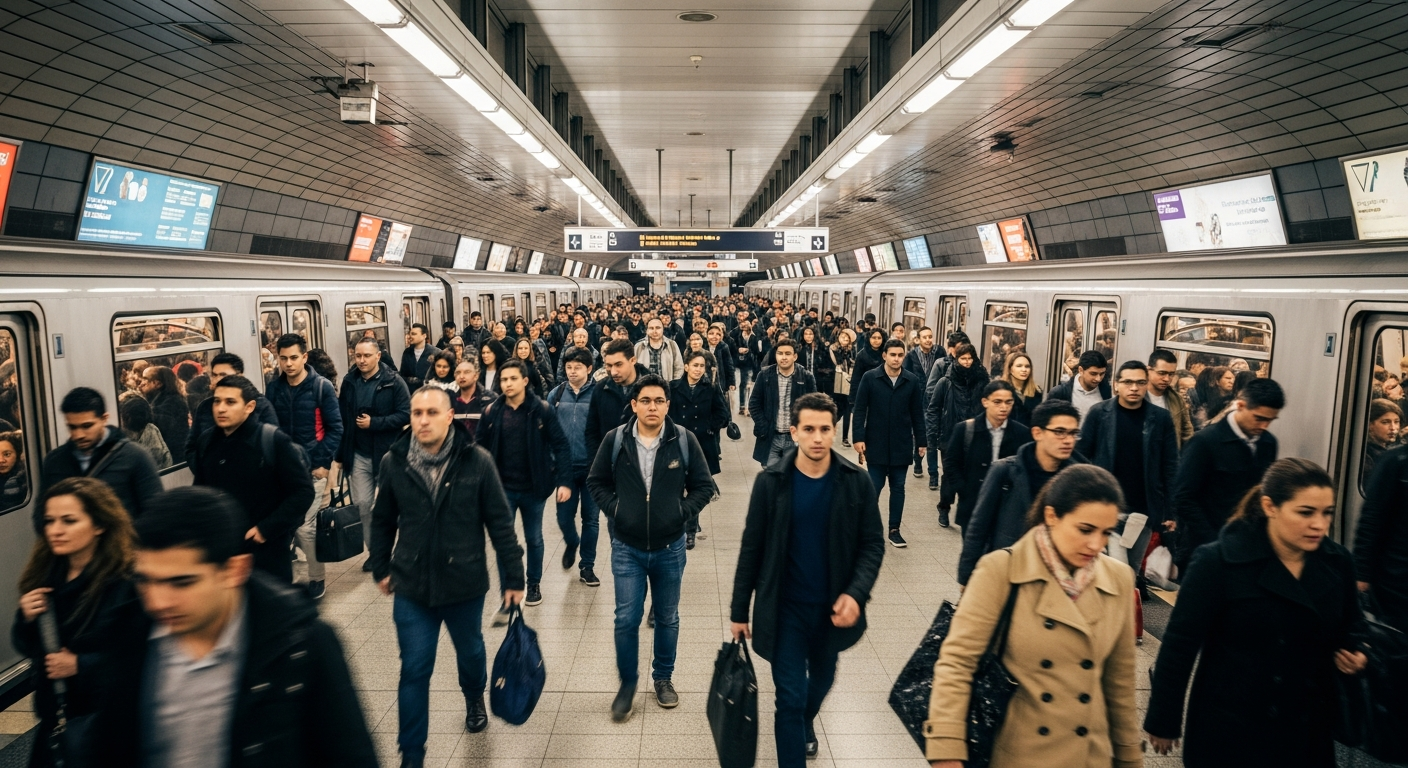 crowded subway station rush hour