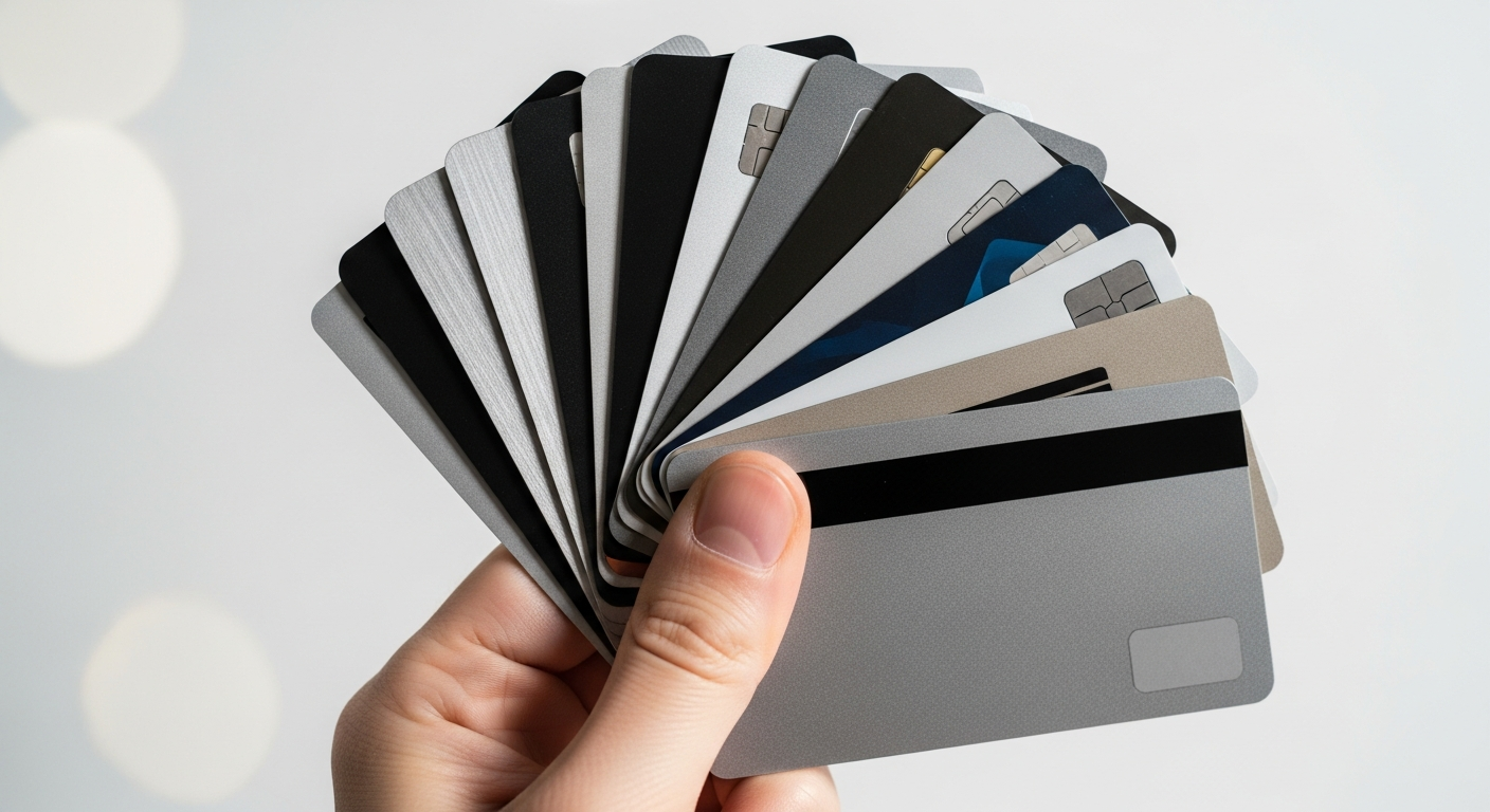 hand holding multiple credit cards modern