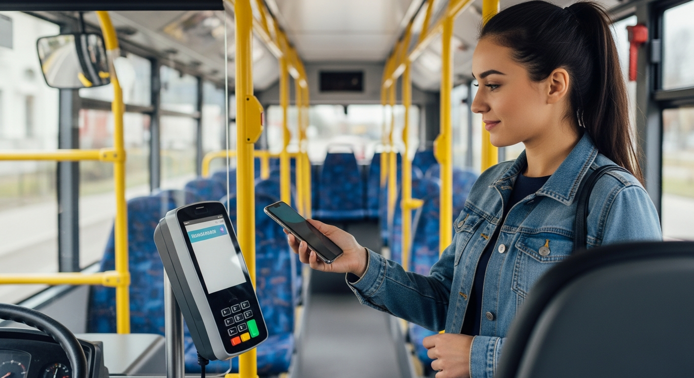 paying with smartphone on bus