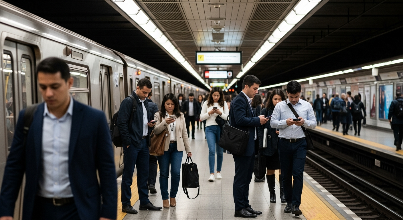 subway station platform busy commuters