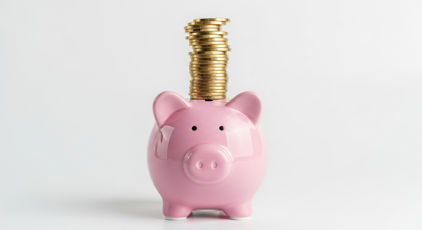 piggy bank with stacked coins