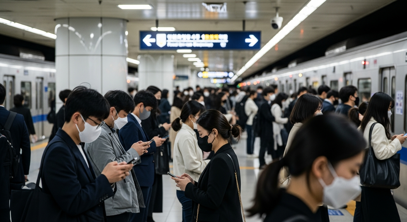 seoul subway station commuters