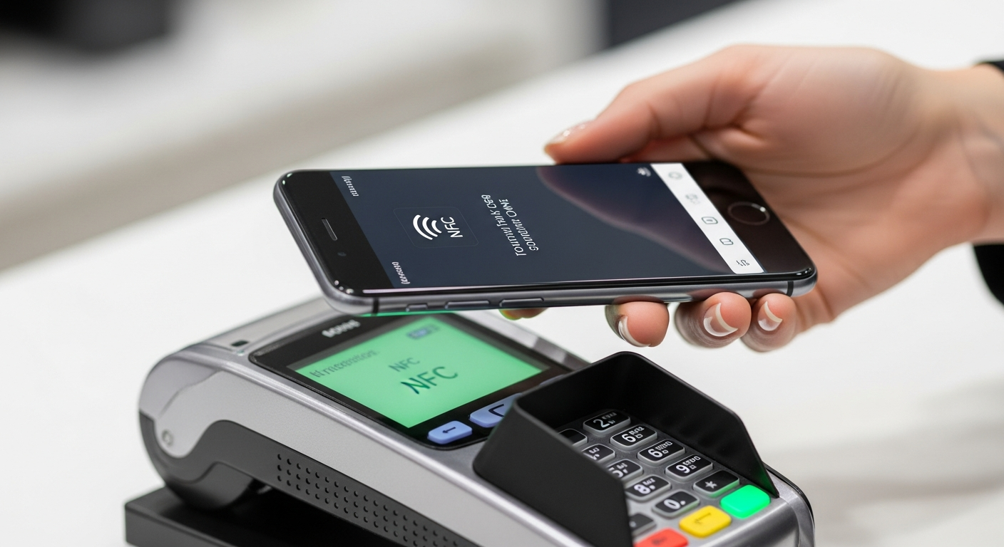 holding smartphone nfc payment