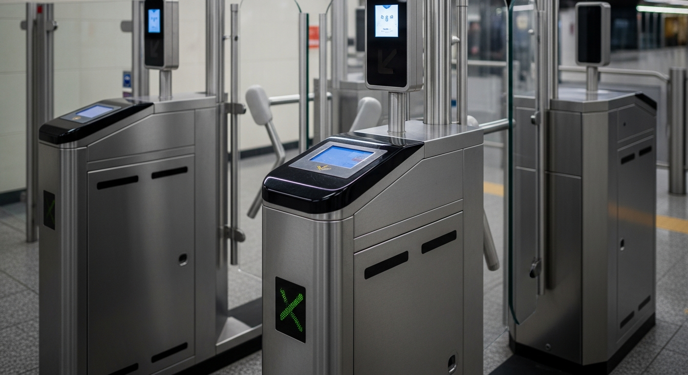 modern subway station entrance turnstile