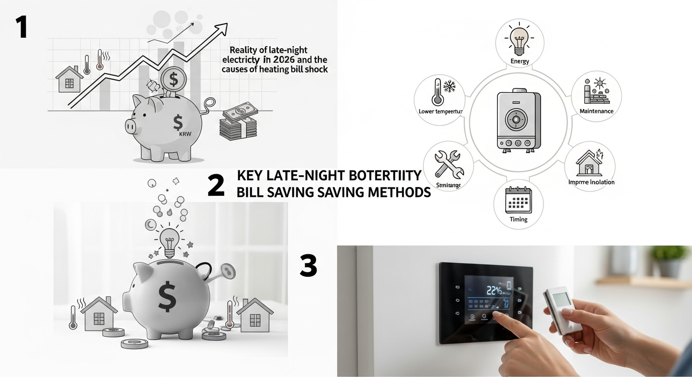 심야보일러 전기요금 절약방법 1. 2026년 심야전기 요금 현실과 난방비 폭탄의 원인 2. 핵심만 짚어주는 심야보일러 전기요금 절약방법 5가지 심야보일러 전기요금 절약방법 관련 이미지 3