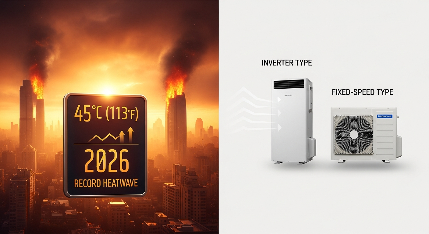 에어컨 전기요금 절약법: 1. 2026년 역대급 폭염, 절약법이 절실한 이유 2. 우리 집 에어컨 종류 확인: 인버터형 vs 정속형 에어컨 전기요금 절약법 관련 이미지 3