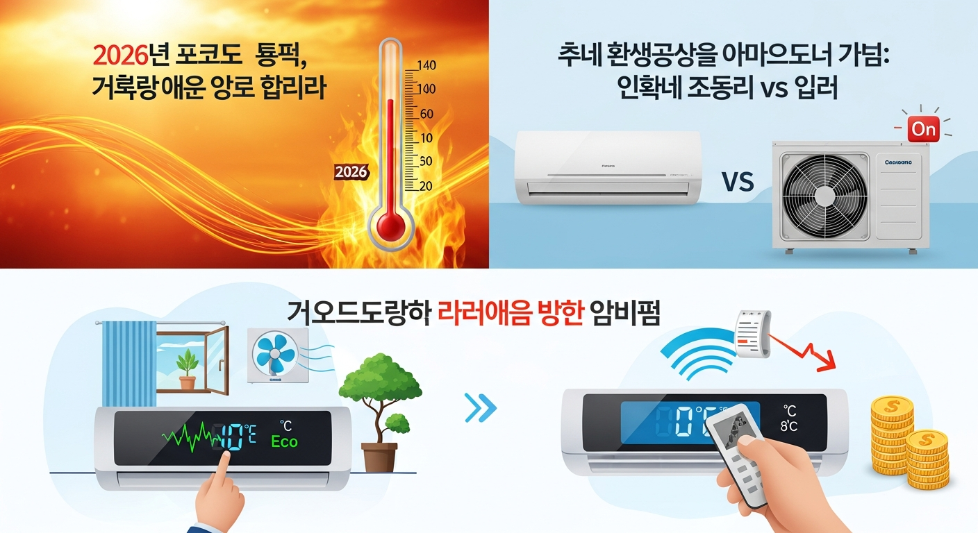 에어컨 전기요금 절약법: 1. 2026년 역대급 폭염, 절약법이 절실한 이유 2. 우리 집 에어컨 종류 확인: 인버터형 vs 정속형 에어컨 전기요금 절약법 관련 이미지 4